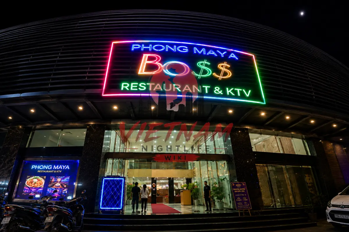 호치민 보스 가라오케 Phong Maya Bo$$ Restaurant & KTV 웅장한 대형 건물 외관 입구